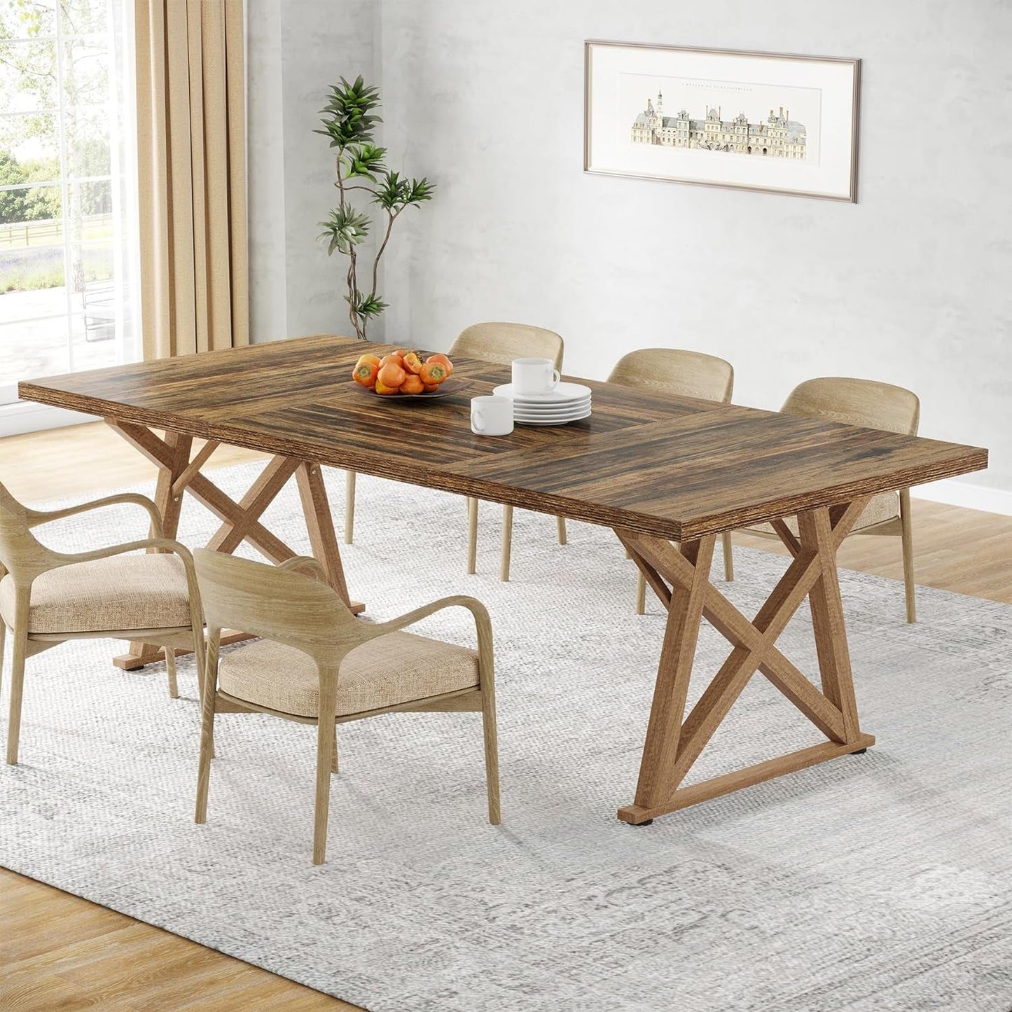 Dinning Room Table for 8 People, 6Ft Wooden Dining Table, 71 in