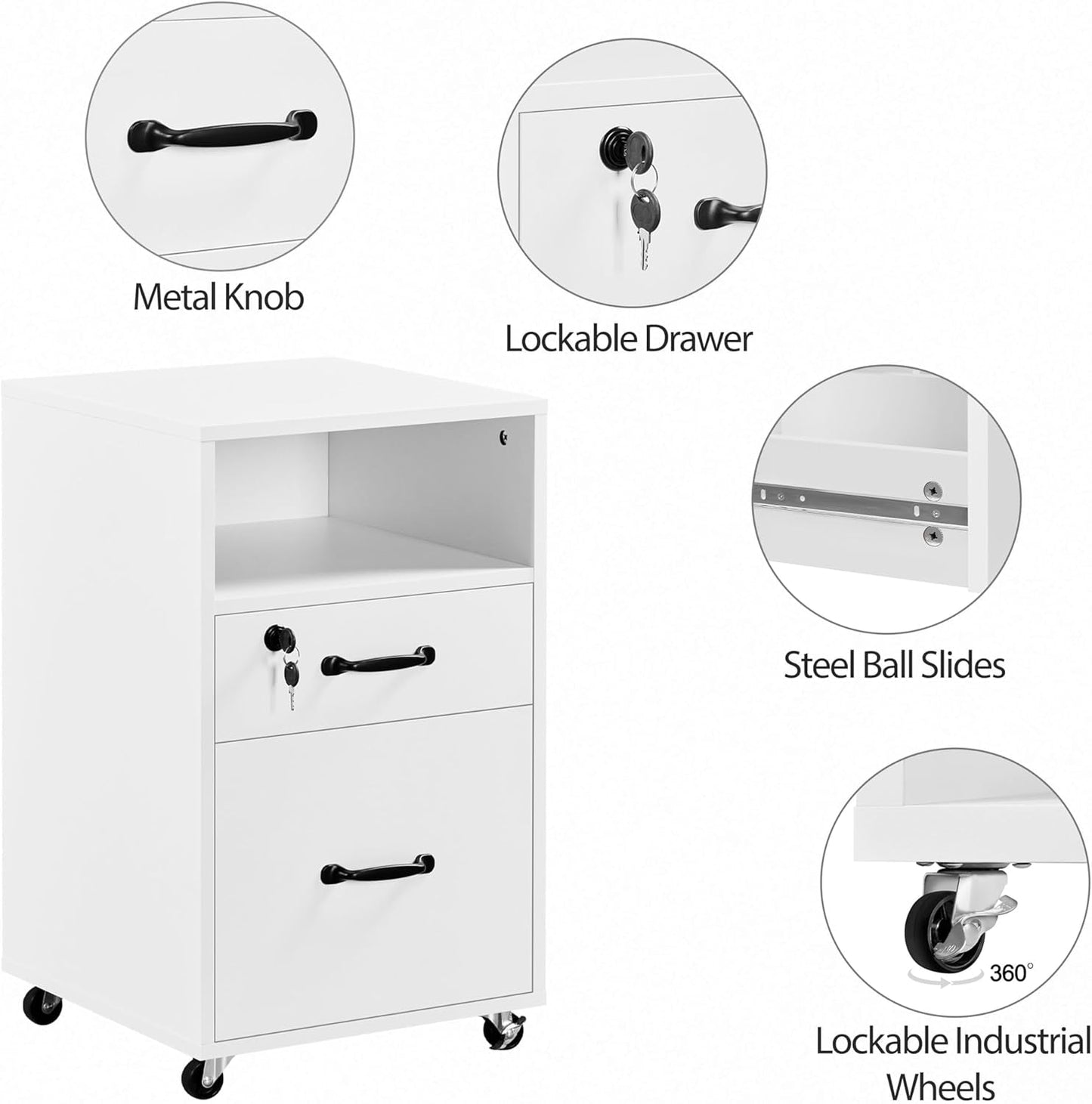 Rolling Storage Cabinet - 3-Drawer Mobile File Organizer | Home & Office