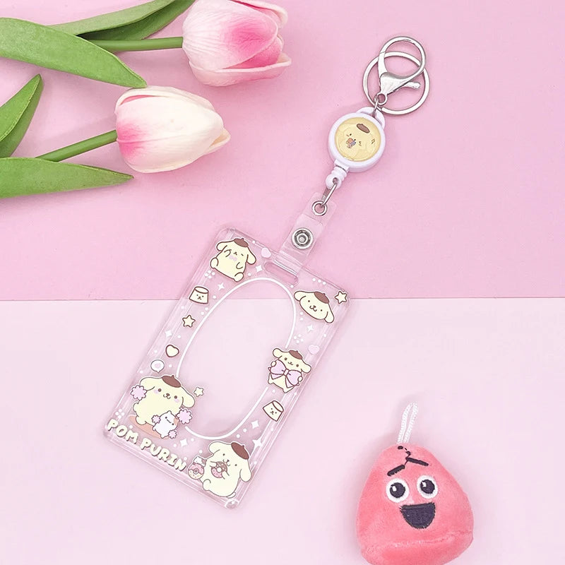 1PCS Sanrio Kuromi My Melody Keychain Cartoon Card Holder Anime Cinnamoroll Pochacco Photo Student Meal Card Holder Lanyard