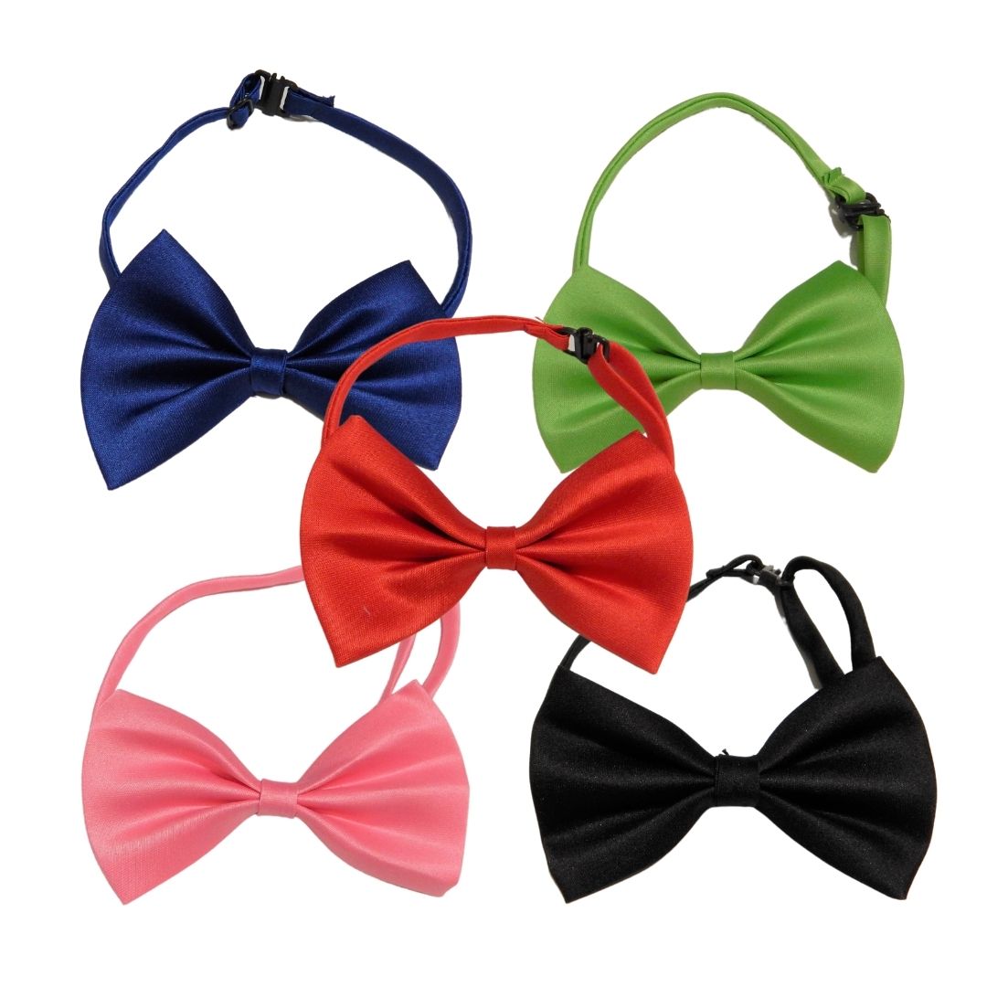 5-Pack Designer Dog Bow Ties - Adjustable Pet Accessories