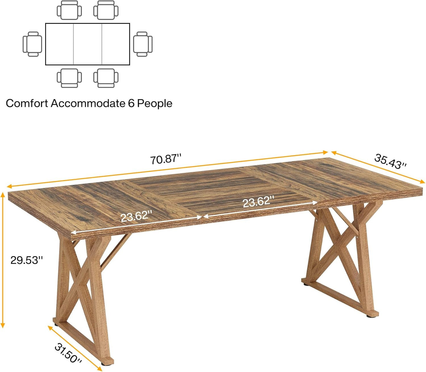 Dinning Room Table for 8 People, 6Ft Wooden Dining Table, 71 in