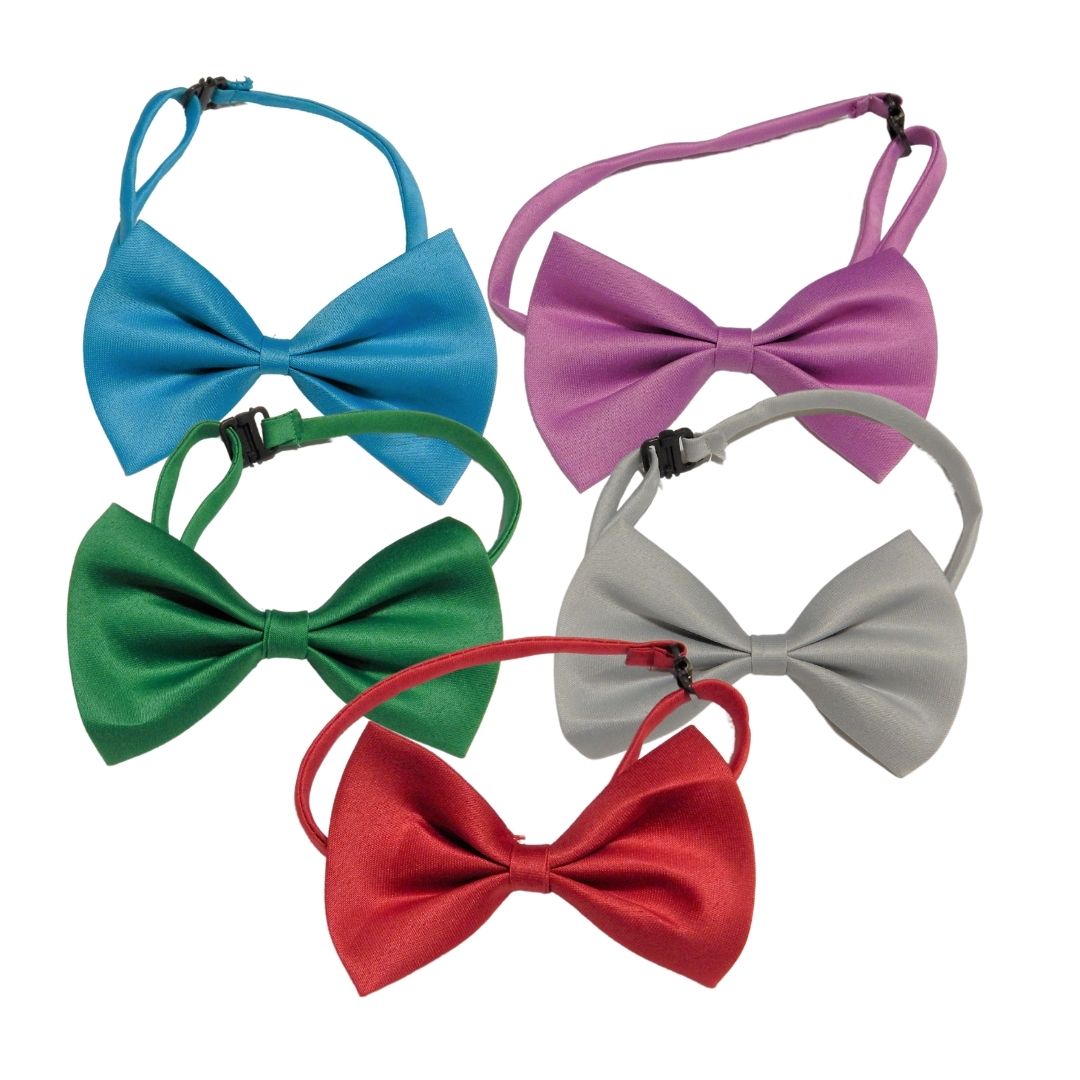 5-Pack Designer Dog Bow Ties - Adjustable Pet Accessories