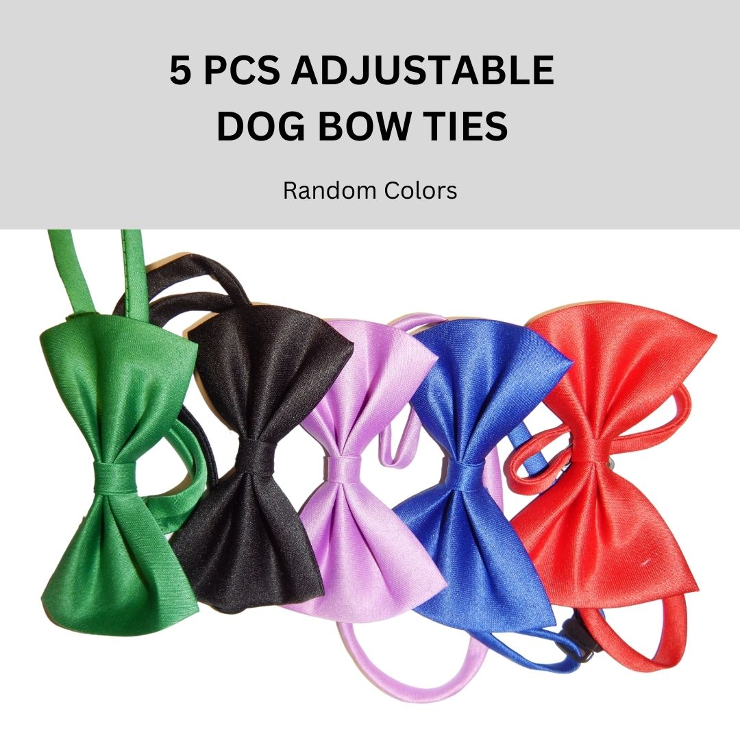 5-Pack Designer Dog Bow Ties - Adjustable Pet Accessories