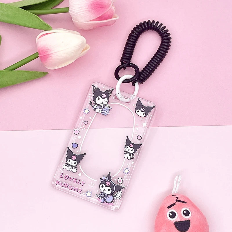 1PCS Sanrio Kuromi My Melody Keychain Cartoon Card Holder Anime Cinnamoroll Pochacco Photo Student Meal Card Holder Lanyard