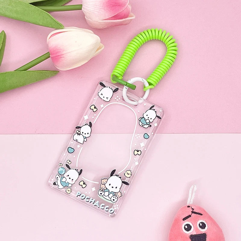 1PCS Sanrio Kuromi My Melody Keychain Cartoon Card Holder Anime Cinnamoroll Pochacco Photo Student Meal Card Holder Lanyard