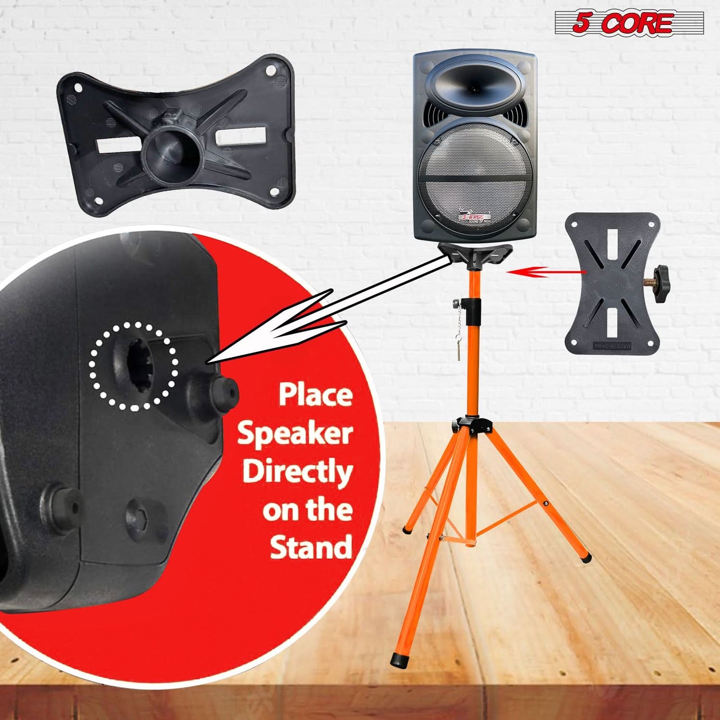 5Core Speaker Stand Tripod Tall Adjustable 72 Inch DJ Studio Monitor