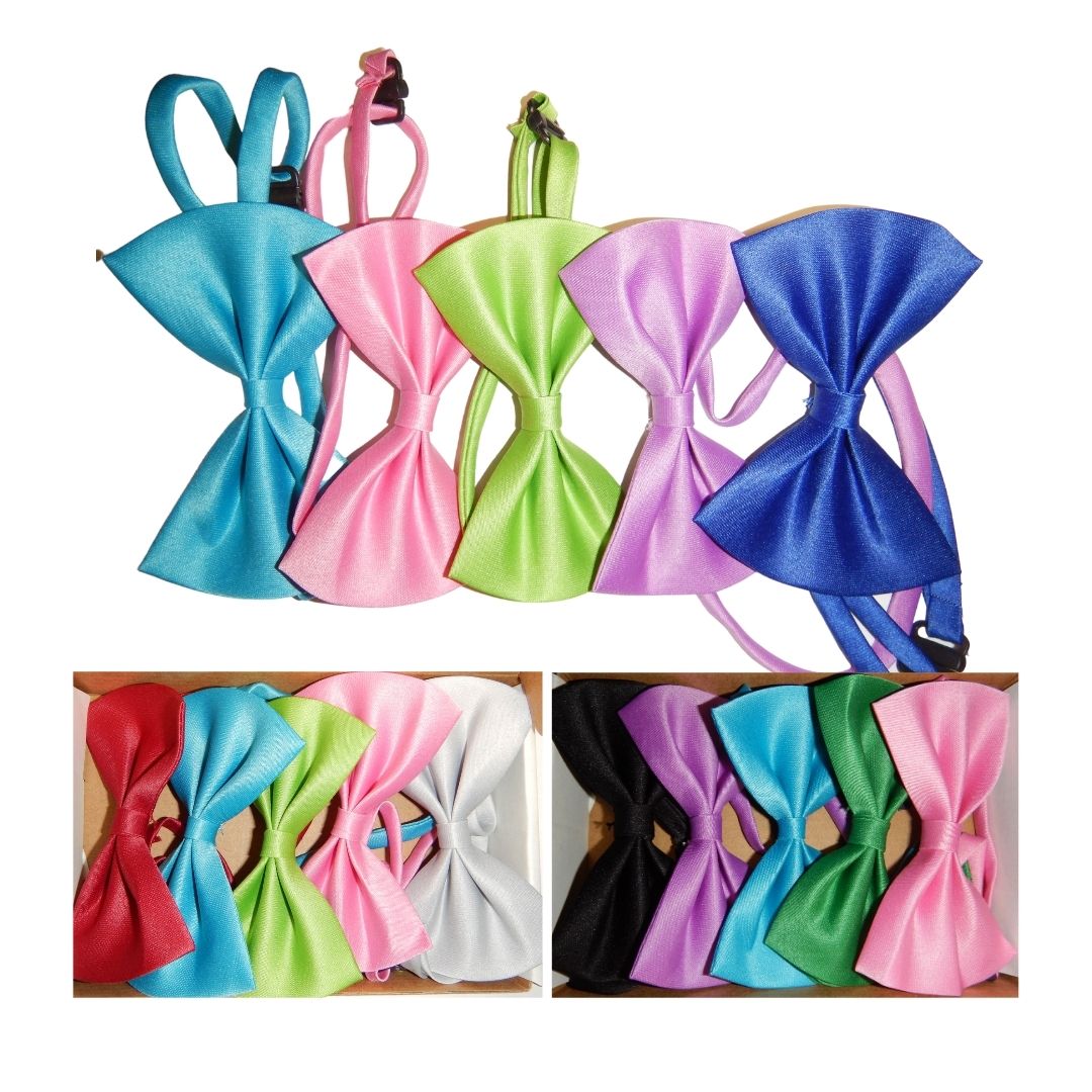 5-Pack Designer Dog Bow Ties - Adjustable Pet Accessories