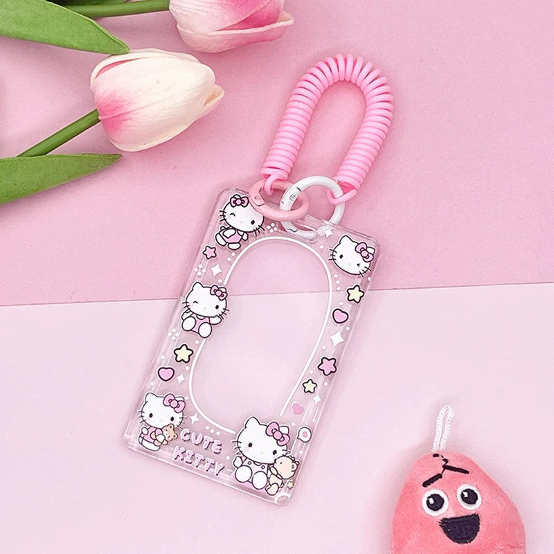 1PCS Sanrio Kuromi My Melody Keychain Cartoon Card Holder Anime Cinnamoroll Pochacco Photo Student Meal Card Holder Lanyard