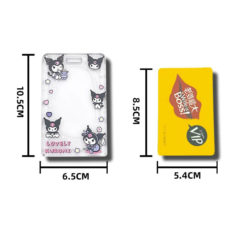 1PCS Sanrio Kuromi My Melody Keychain Cartoon Card Holder Anime Cinnamoroll Pochacco Photo Student Meal Card Holder Lanyard