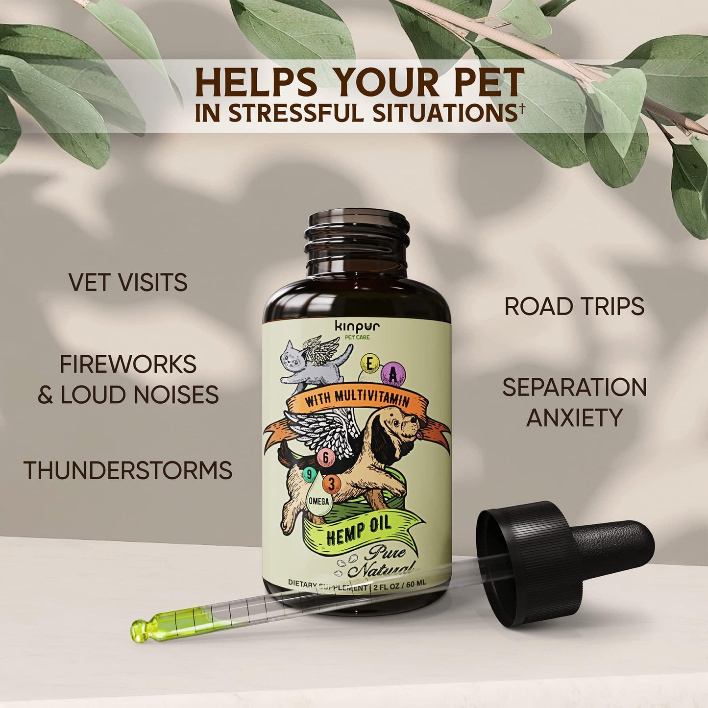 Natural Pet Calming Oil - Hemp Extract for Dogs & Cats