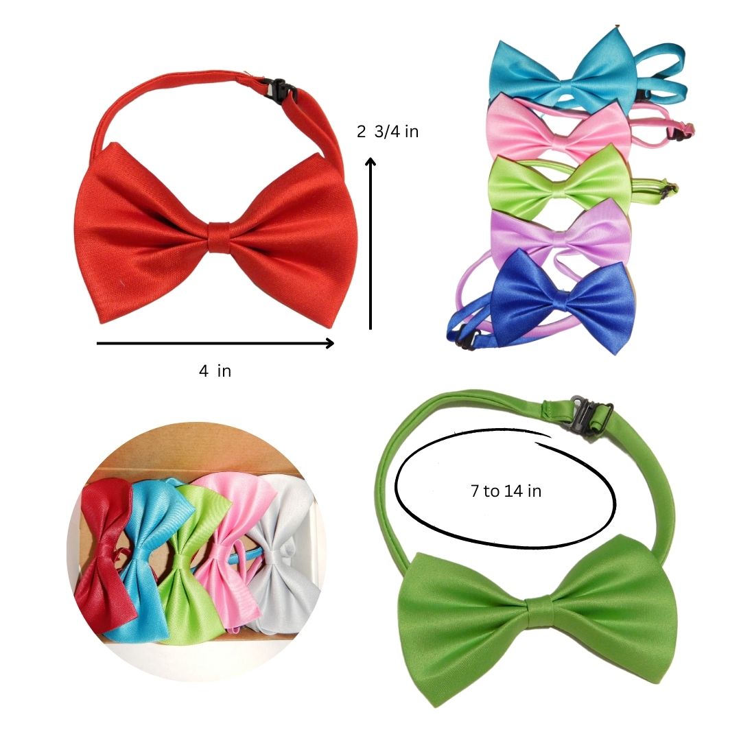 5-Pack Designer Dog Bow Ties - Adjustable Pet Accessories