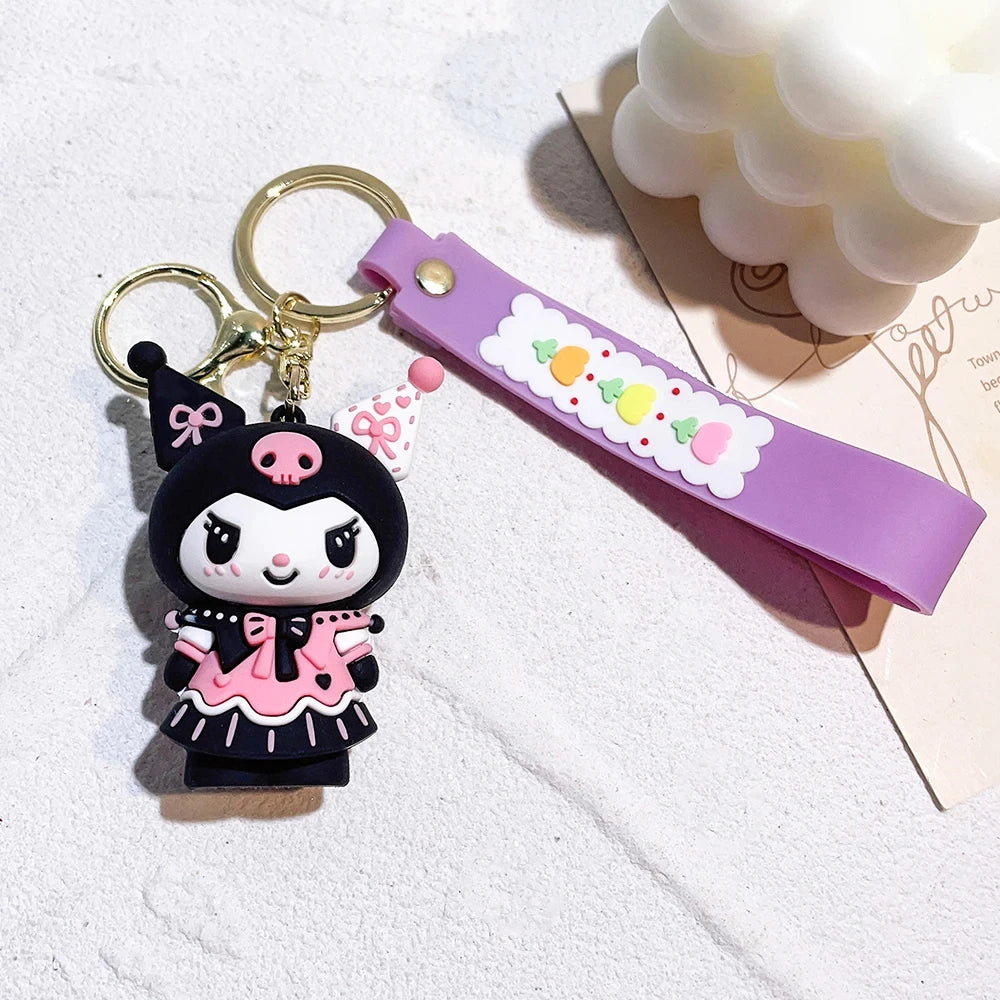 Anime Sanrio Hello Kitty Figures Keychain Kuromi My Melody Action Figural Model PVC Key Ring Cinnamoroll Figurine Birthday Gifts