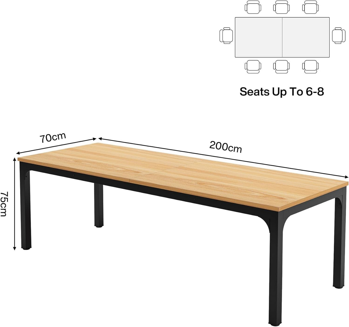 78" Modern Dining Table - Seats 6-8 | Large Family Entertainment