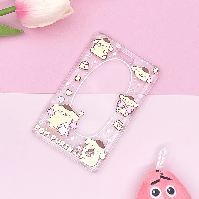 1PCS Sanrio Kuromi My Melody Keychain Cartoon Card Holder Anime Cinnamoroll Pochacco Photo Student Meal Card Holder Lanyard