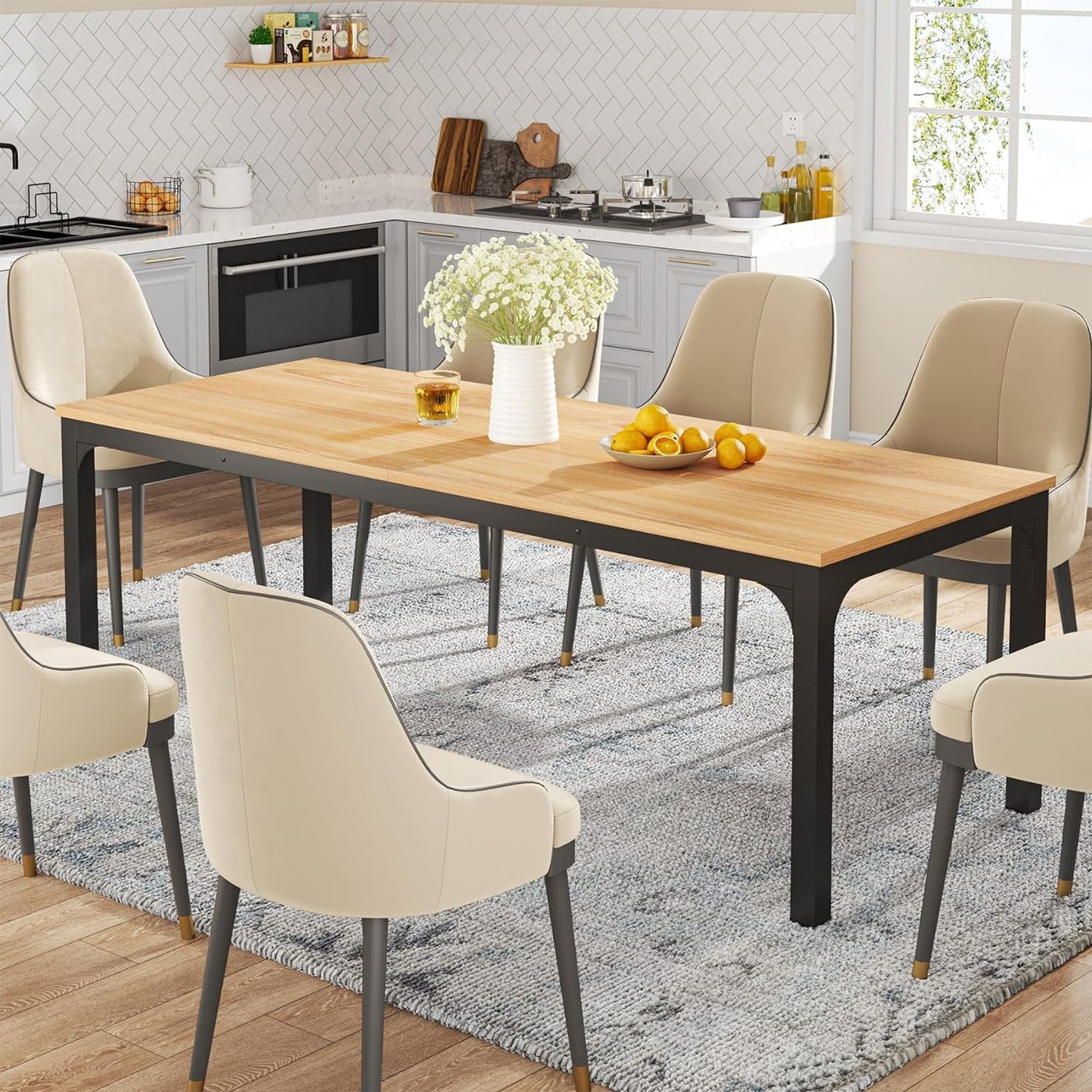 78" Modern Dining Table - Seats 6-8 | Large Family Entertainment