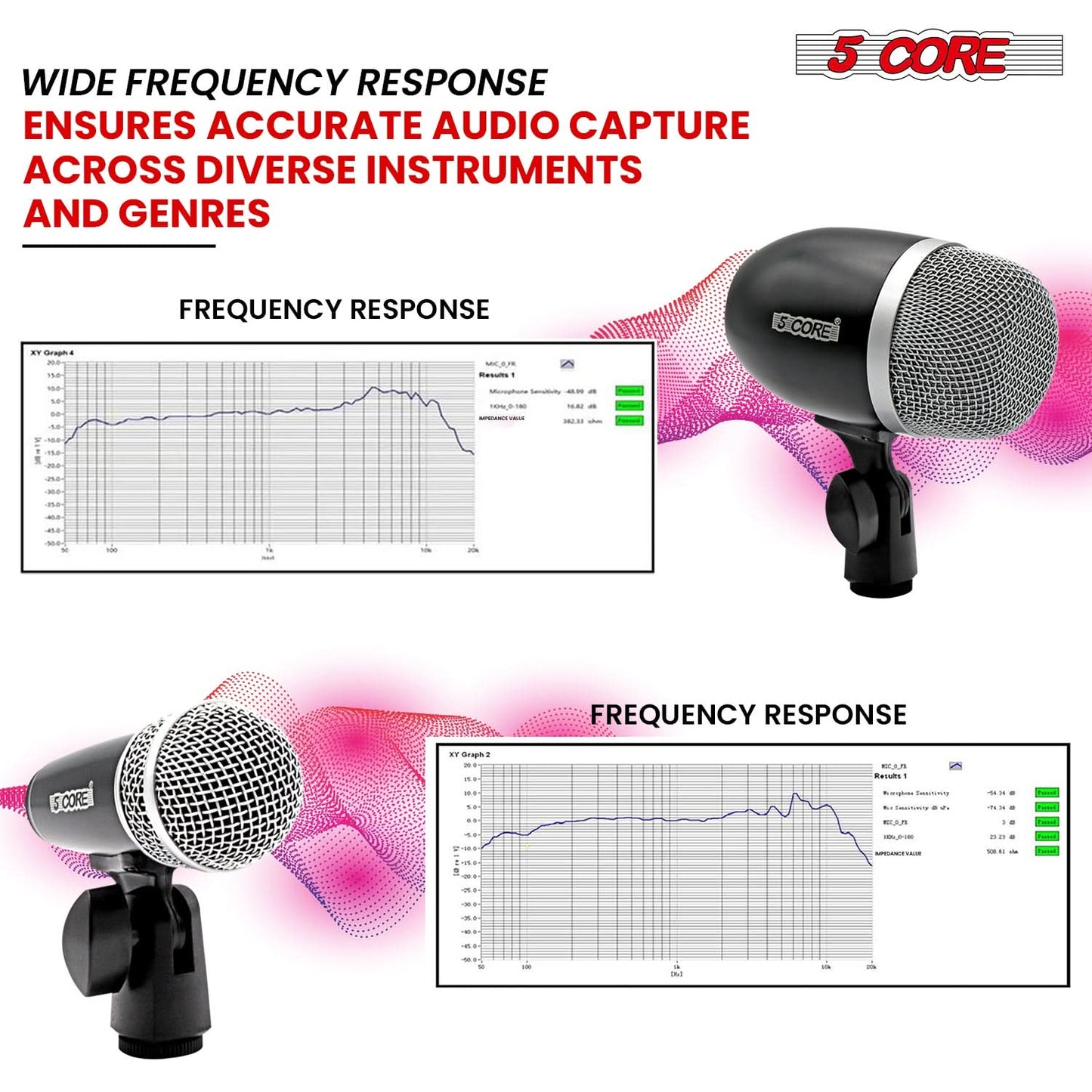 5Core Drum Microphone Kit - Professional Condenser XLR | Conga & Snare