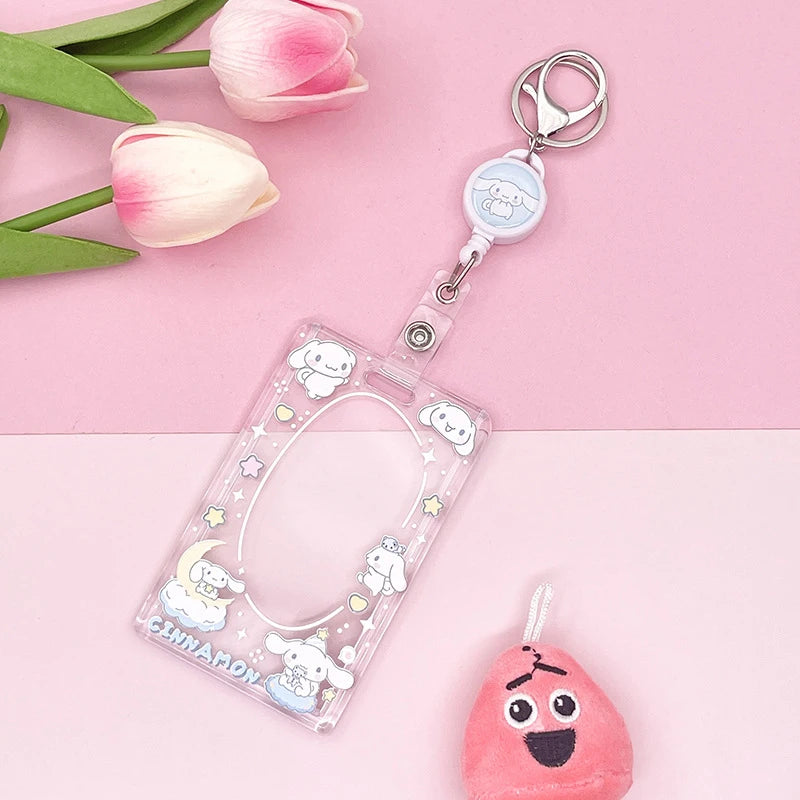 1PCS Sanrio Kuromi My Melody Keychain Cartoon Card Holder Anime Cinnamoroll Pochacco Photo Student Meal Card Holder Lanyard