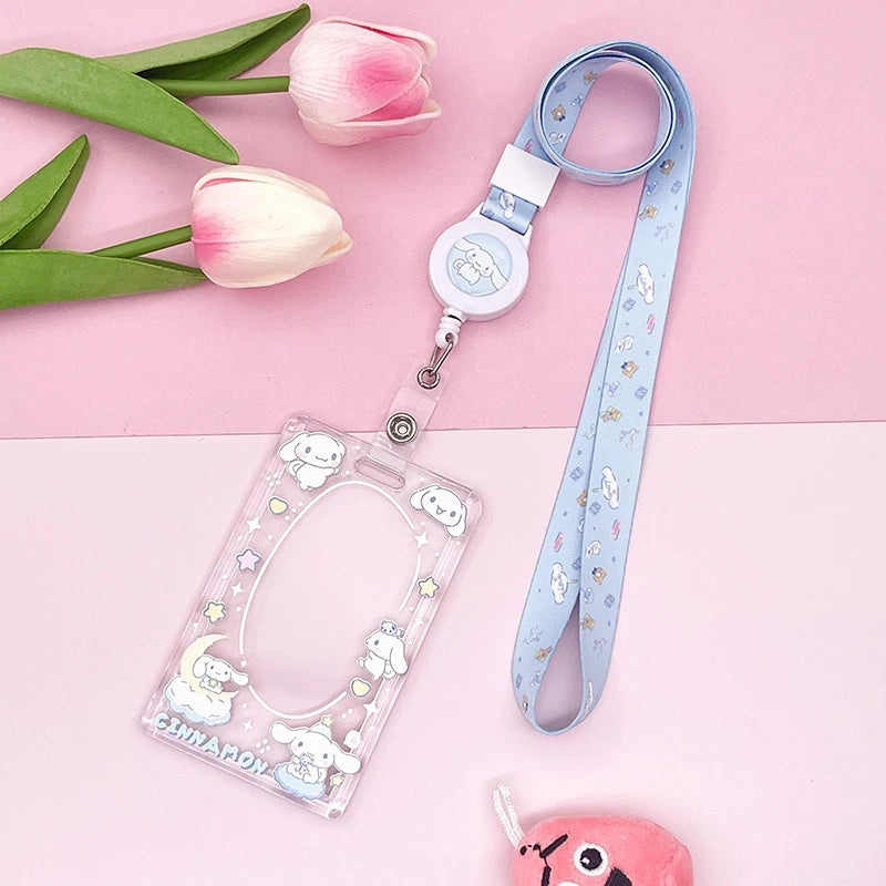 1PCS Sanrio Kuromi My Melody Keychain Cartoon Card Holder Anime Cinnamoroll Pochacco Photo Student Meal Card Holder Lanyard