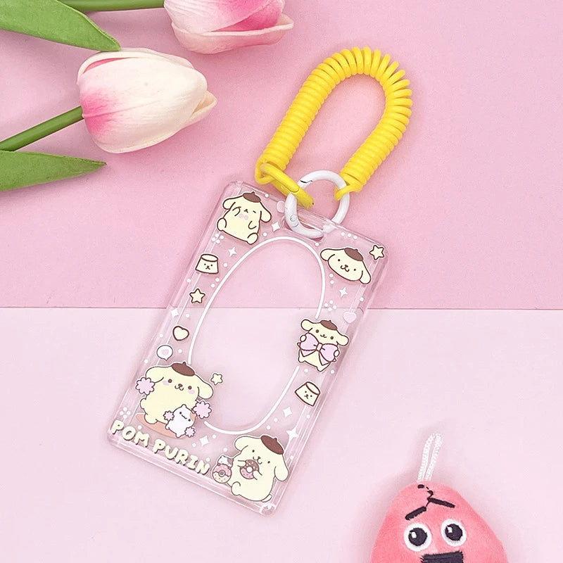 1PCS Sanrio Kuromi My Melody Keychain Cartoon Card Holder Anime Cinnamoroll Pochacco Photo Student Meal Card Holder Lanyard