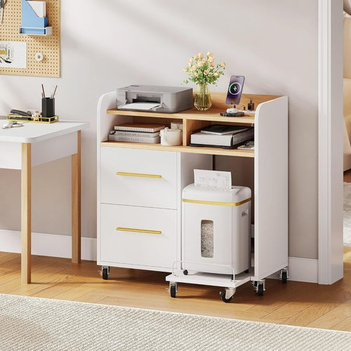 Smart File Cabinet - Built-in Charging Station | 2-Drawer Office Storage