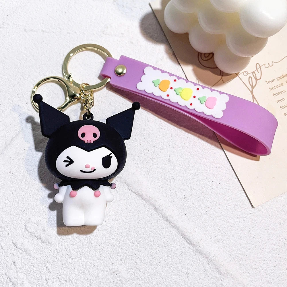 Anime Sanrio Hello Kitty Figures Keychain Kuromi My Melody Action Figural Model PVC Key Ring Cinnamoroll Figurine Birthday Gifts