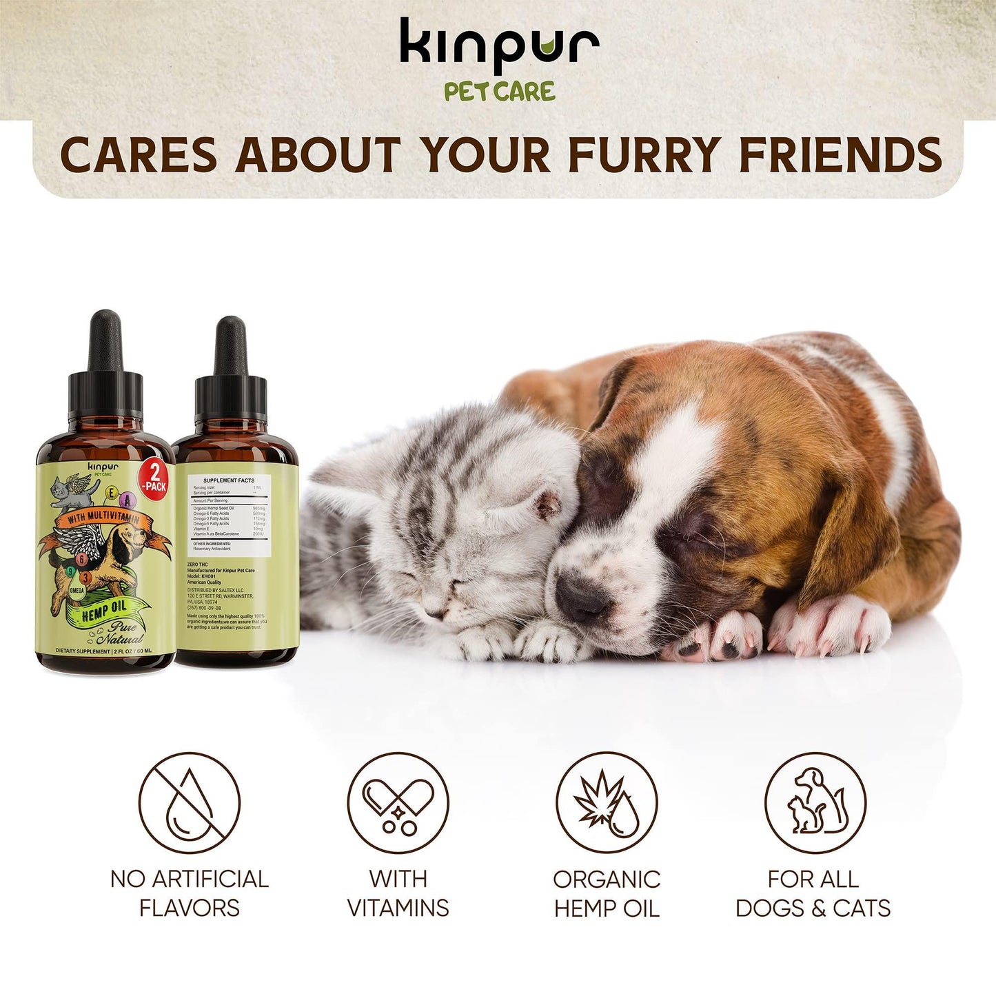 Natural Pet Calming Oil - Hemp Extract for Dogs & Cats