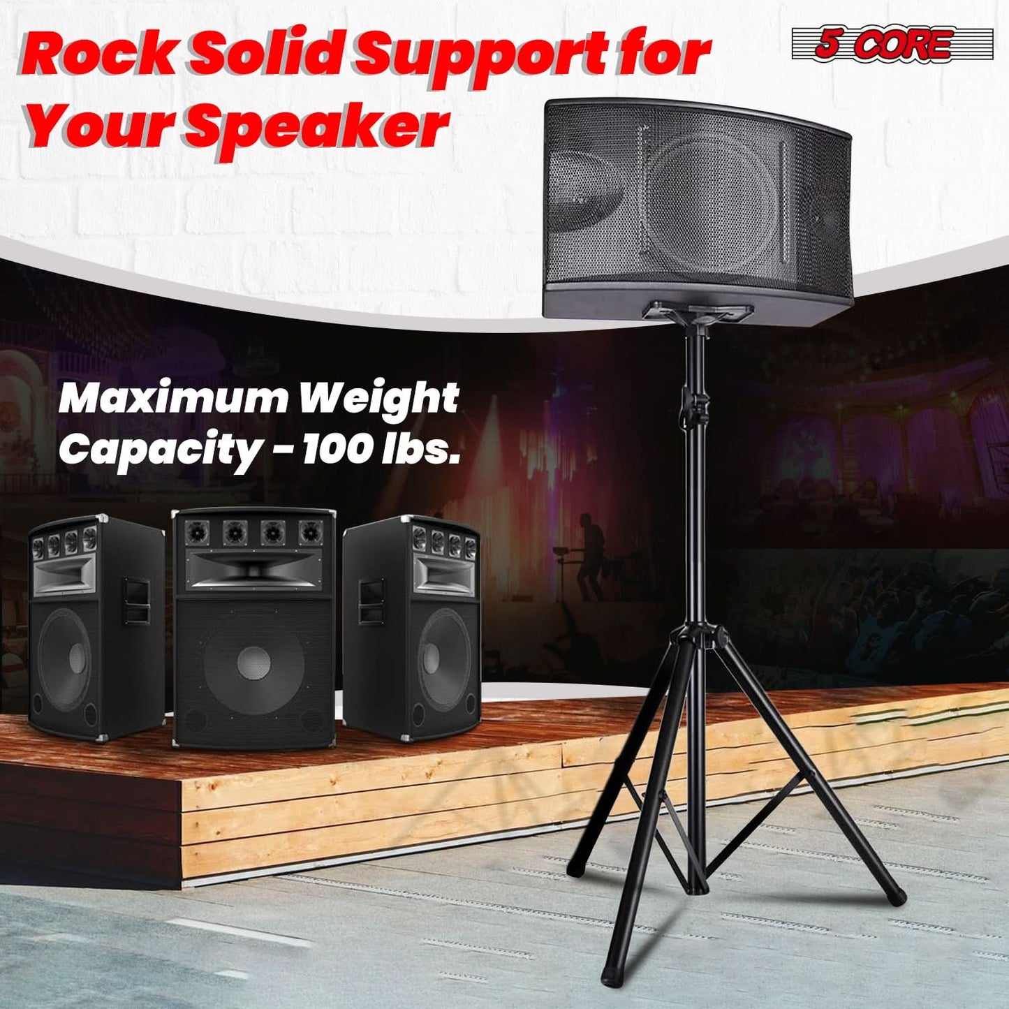 5Core Speaker Stand Tripod Tall Adjustable 72 Inch DJ Studio Monitor