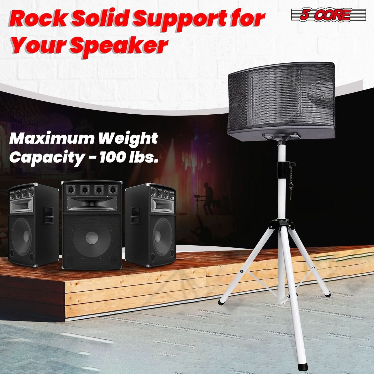 5Core Speaker Stand Tripod Tall Adjustable 72 Inch DJ Studio Monitor