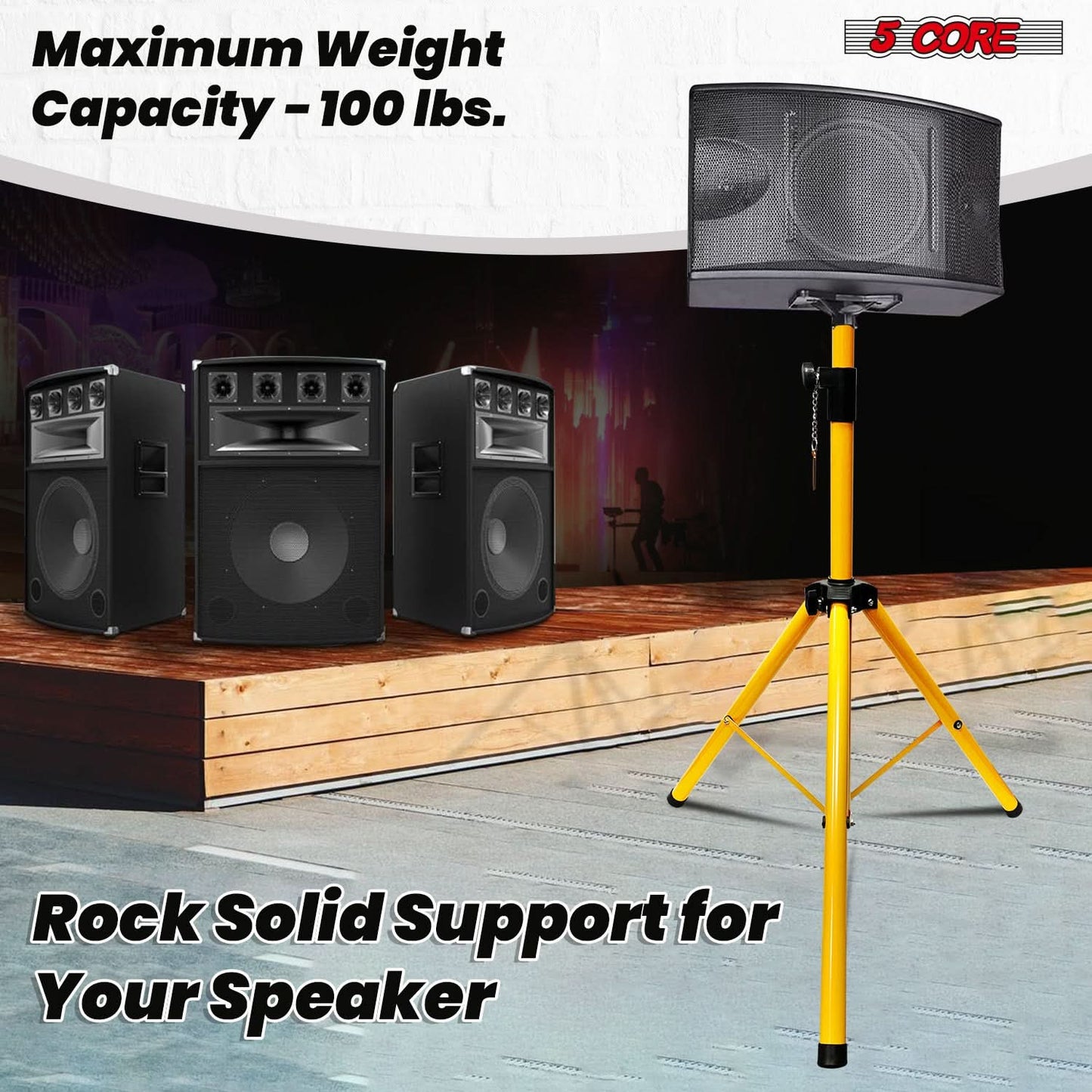 5Core Speaker Stand Tripod Tall Adjustable 72 Inch DJ Studio Monitor