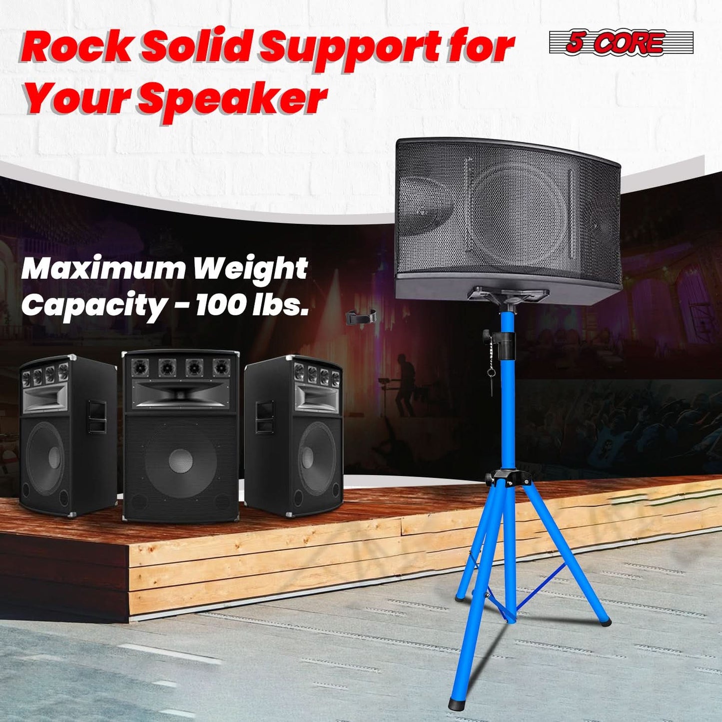 5Core Speaker Stand Tripod Tall Adjustable 72 Inch DJ Studio Monitor