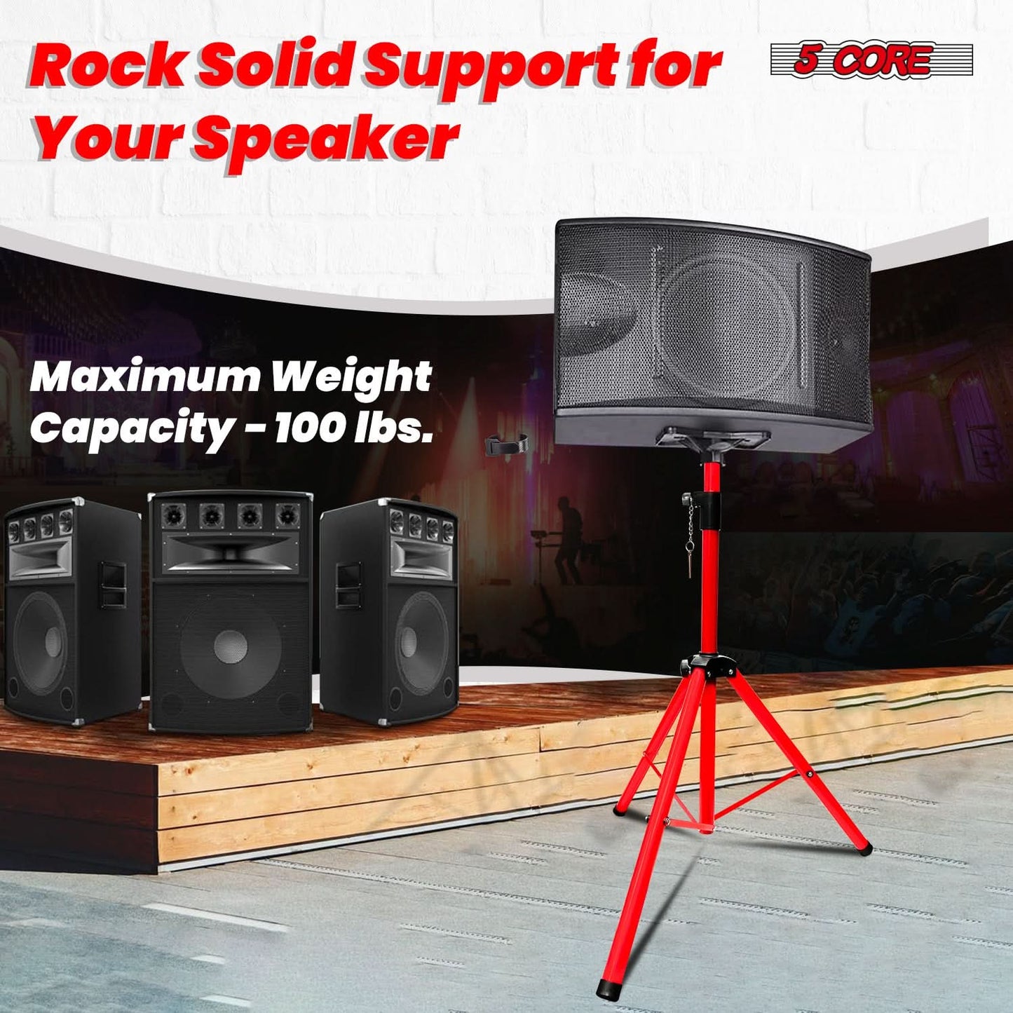 5Core Speaker Stand Tripod Tall Adjustable 72 Inch DJ Studio Monitor