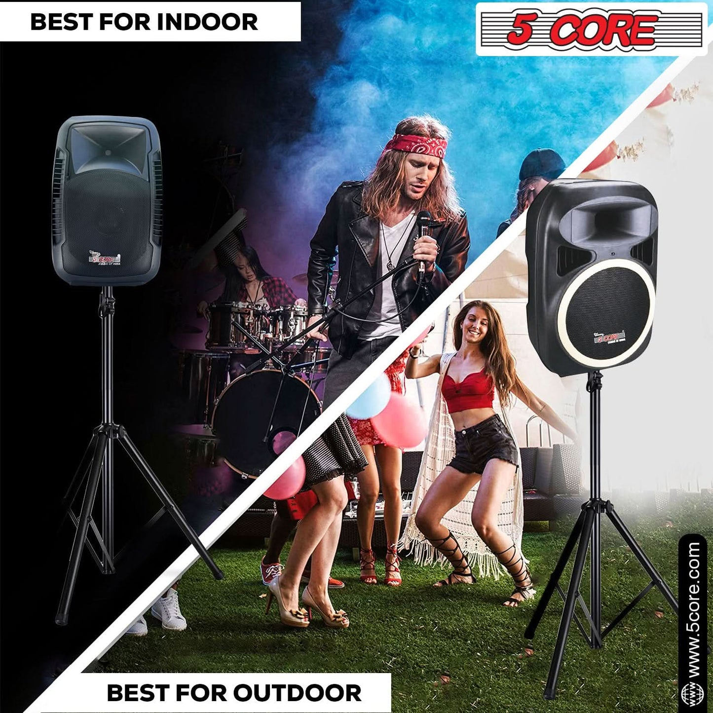 5Core Speaker Stand Tripod Tall Adjustable 72 Inch DJ Studio Monitor