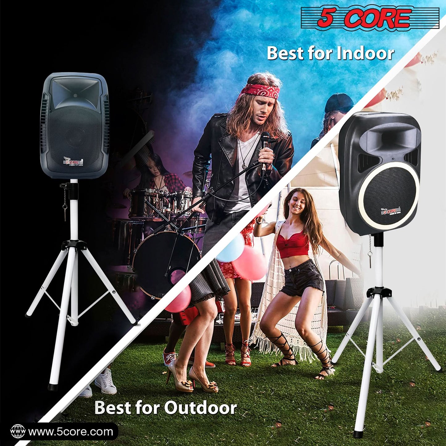 5Core Speaker Stand Tripod Tall Adjustable 72 Inch DJ Studio Monitor