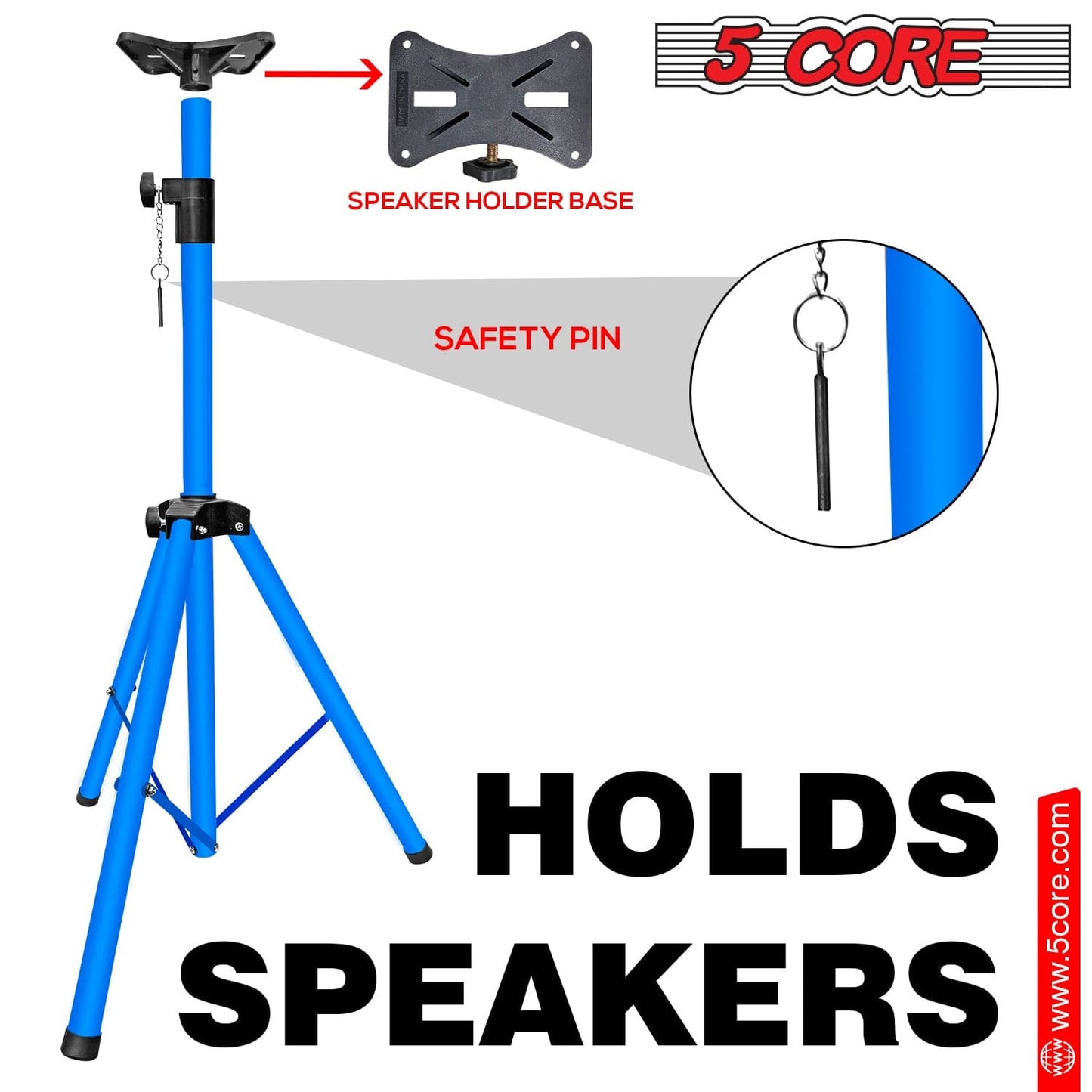 5Core Speaker Stand Tripod Tall Adjustable 72 Inch DJ Studio Monitor