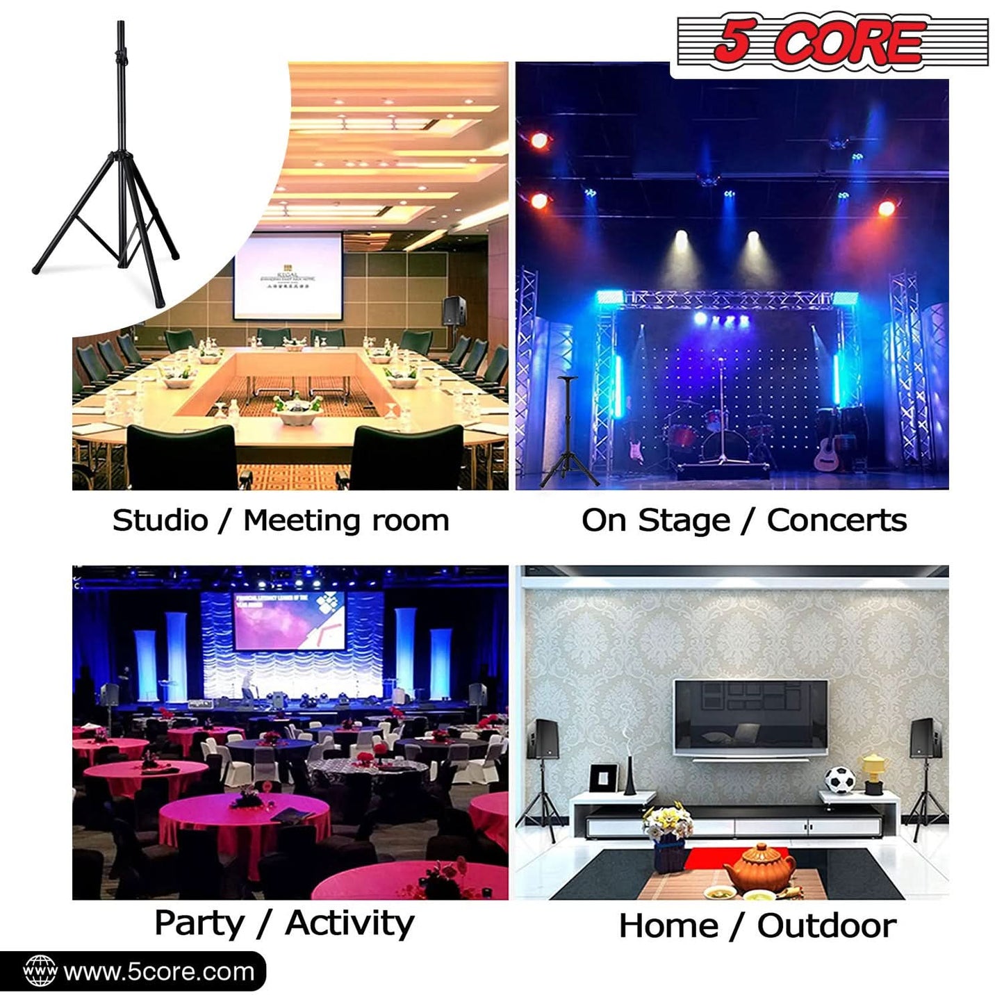 5Core Speaker Stand Tripod Tall Adjustable 72 Inch DJ Studio Monitor