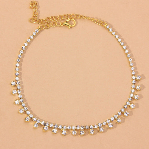 Elegant Water Drop Anklet - Crystal Rhinestone Foot Jewelry | Silver & Gold