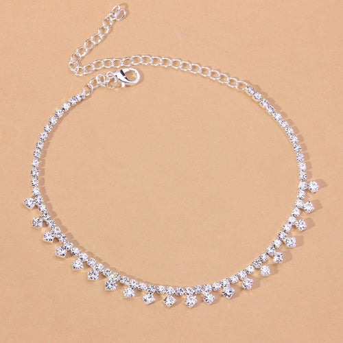 Elegant Water Drop Anklet - Crystal Rhinestone Foot Jewelry | Silver & Gold