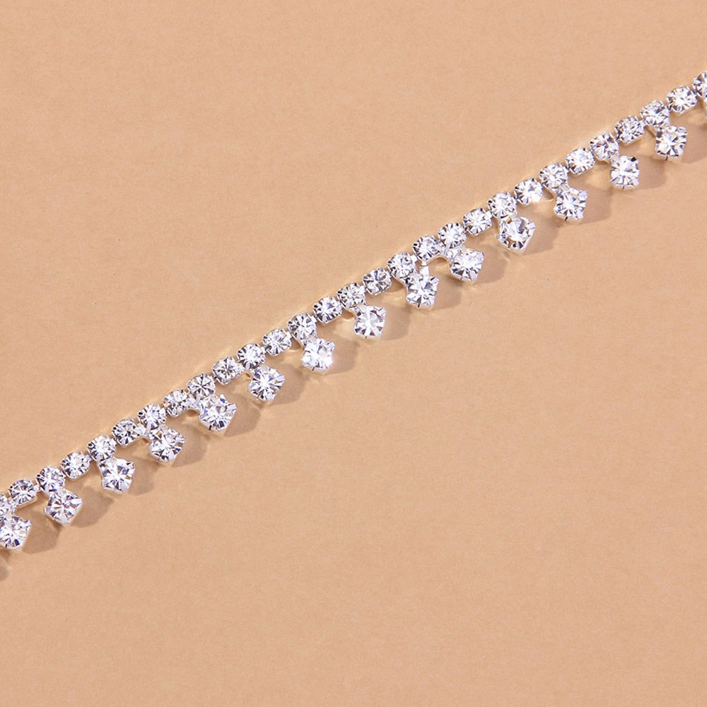 Elegant Water Drop Anklet - Crystal Rhinestone Foot Jewelry | Silver & Gold