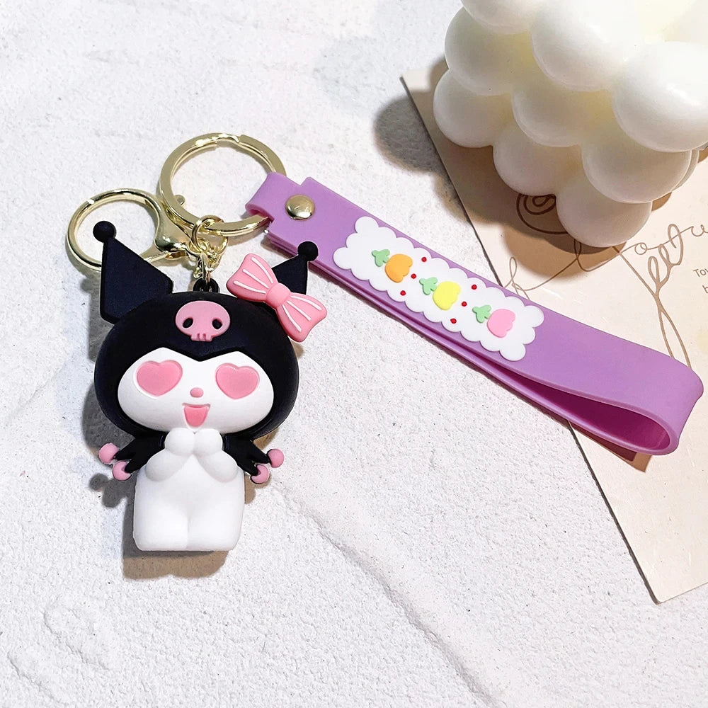 Anime Sanrio Hello Kitty Figures Keychain Kuromi My Melody Action Figural Model PVC Key Ring Cinnamoroll Figurine Birthday Gifts