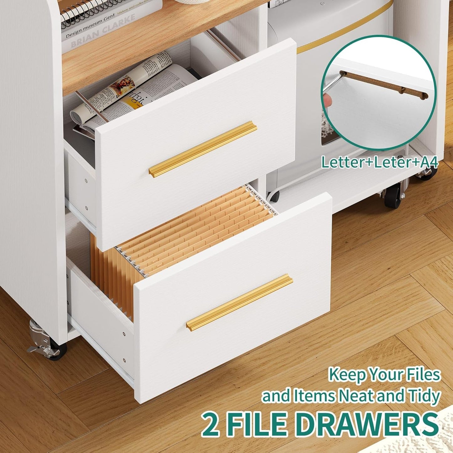 Smart File Cabinet - Built-in Charging Station | 2-Drawer Office Storage