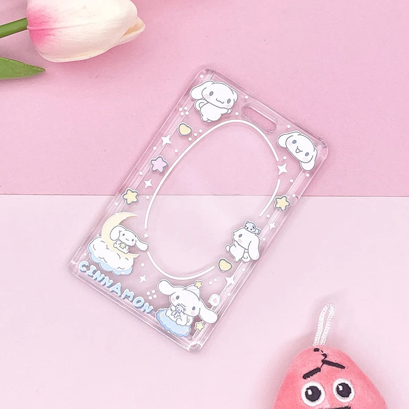 1PCS Sanrio Kuromi My Melody Keychain Cartoon Card Holder Anime Cinnamoroll Pochacco Photo Student Meal Card Holder Lanyard