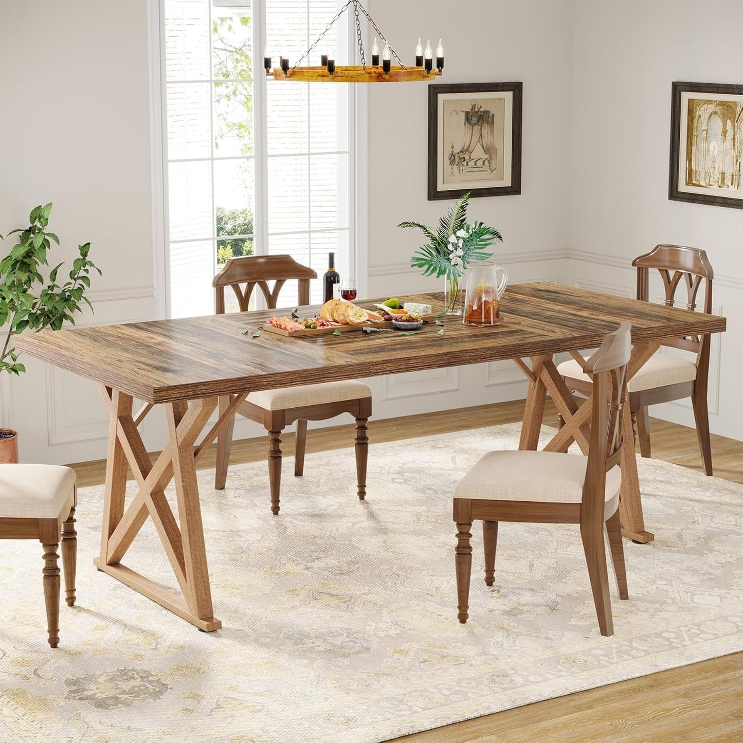 Dinning Room Table for 8 People, 6Ft Wooden Dining Table, 71 in