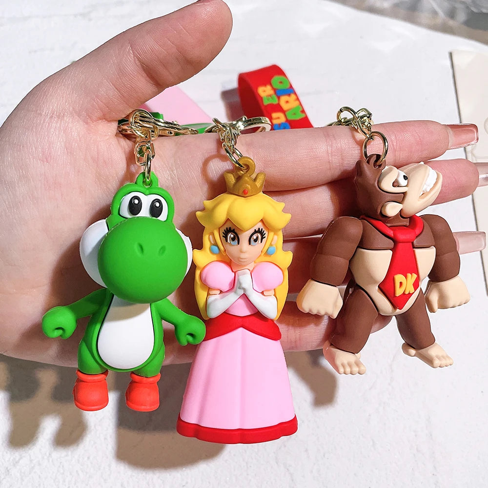 Game Super Mario Bros Keychain Anime Figure Car Decoration Backpack Pendant Accessories Kids Toy Christmas Birthday Gifts