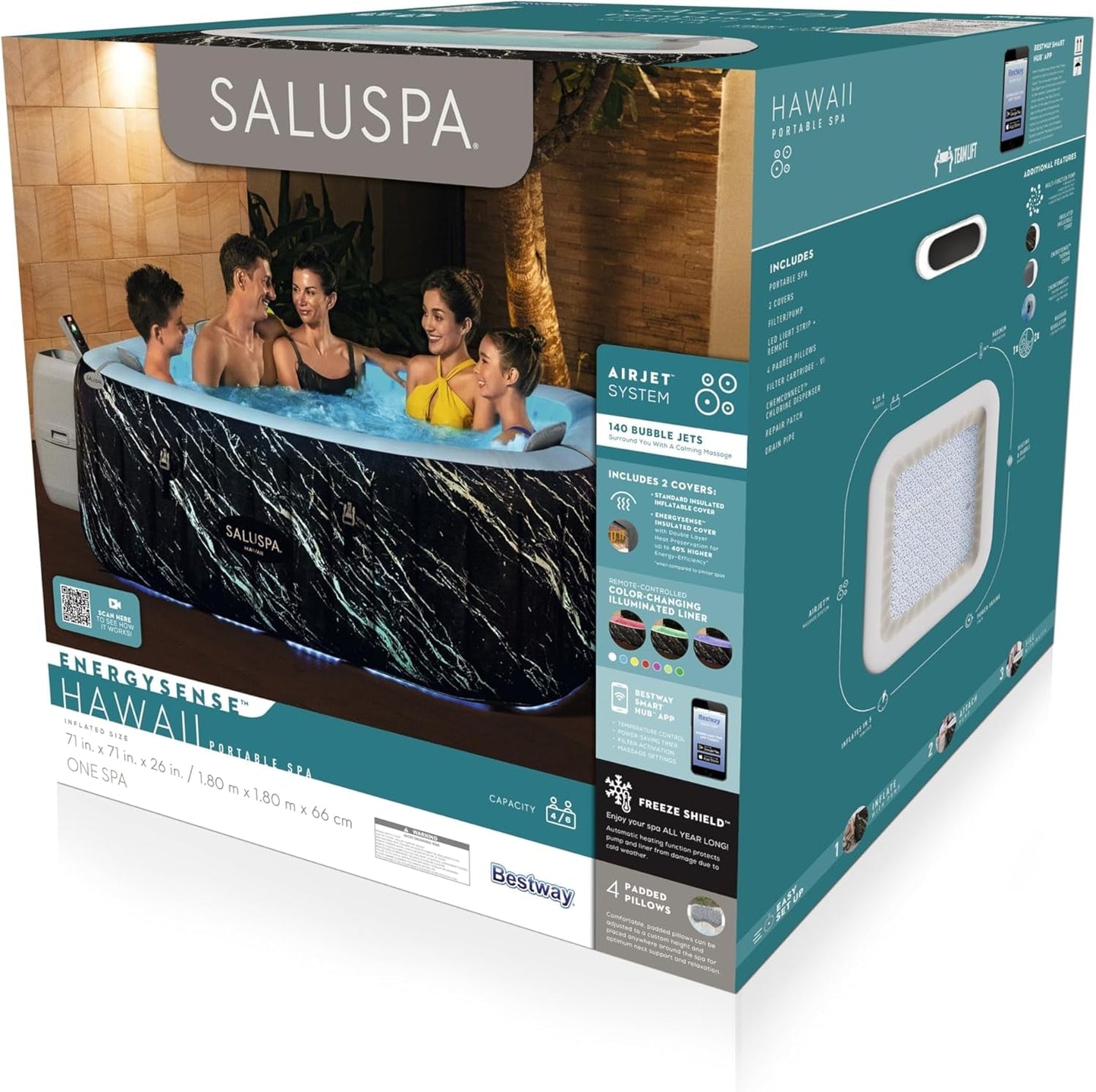 Saluspa Hawaii Energysense Smart Luxe Airjet Inflatable Hot Tub Spa