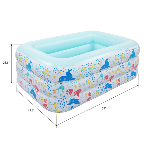 Family Inflatable Pool - 59" Kids Swimming Pool | Indoor & Outdoor