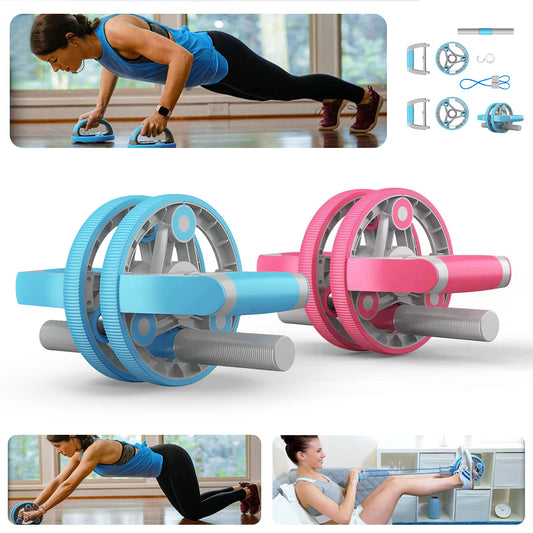 Ab Wheel Roller Set - Home Gym Training Kit | Pull Strap Included