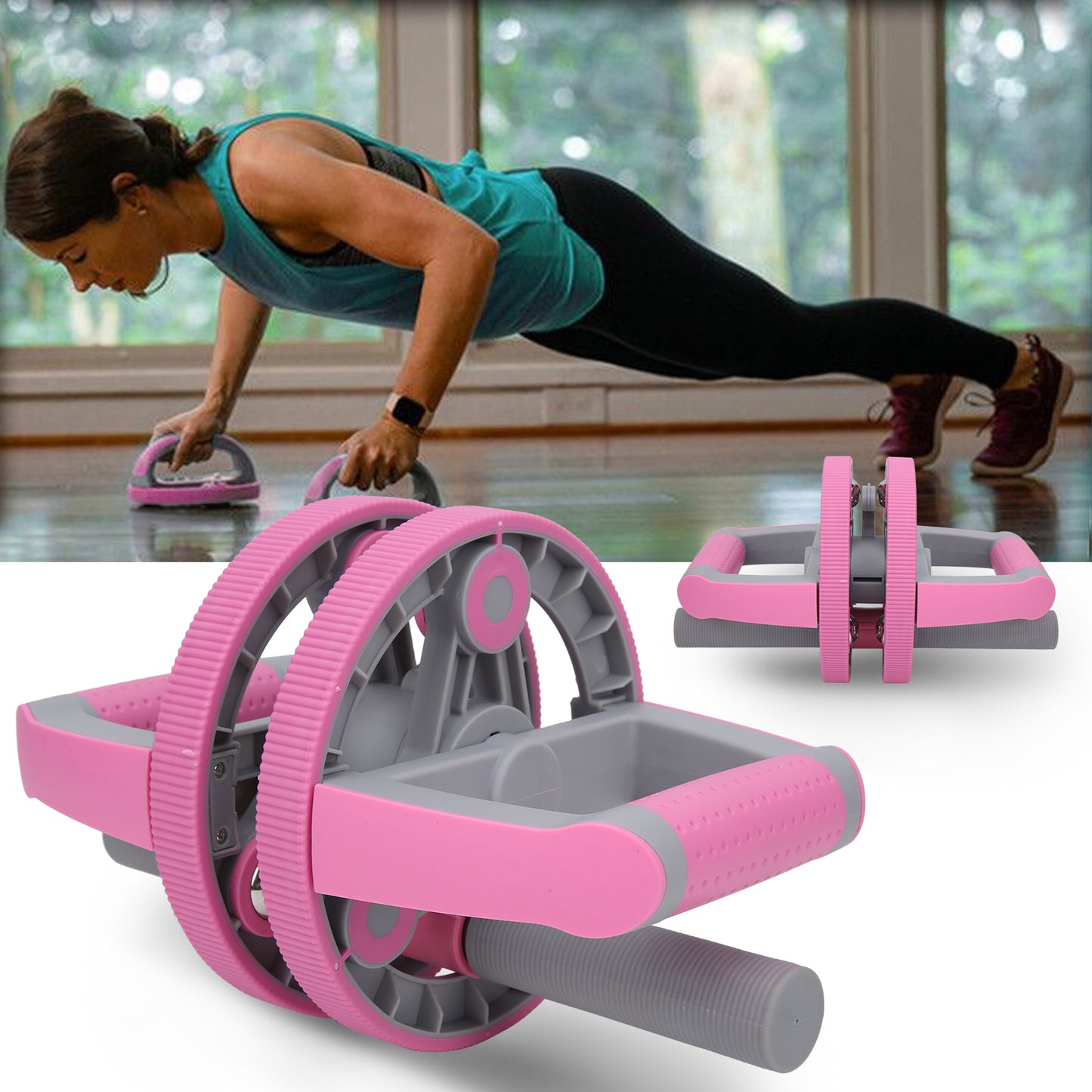 Ab Wheel Roller Set - Home Gym Training Kit | Pull Strap Included