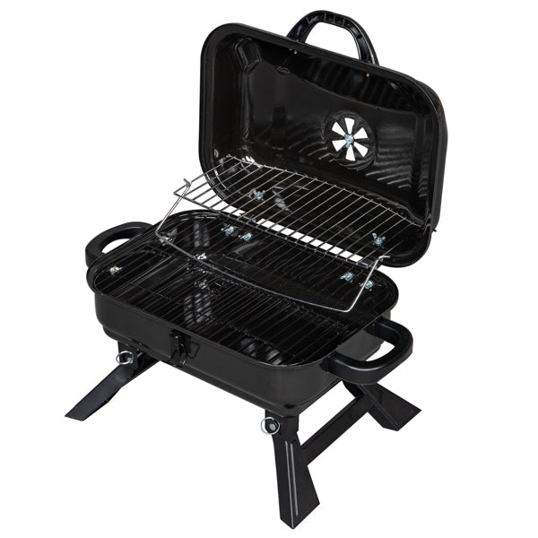 Portable Charcoal Grill BBQ and Smoker with Lid Folding Tabletop Grill