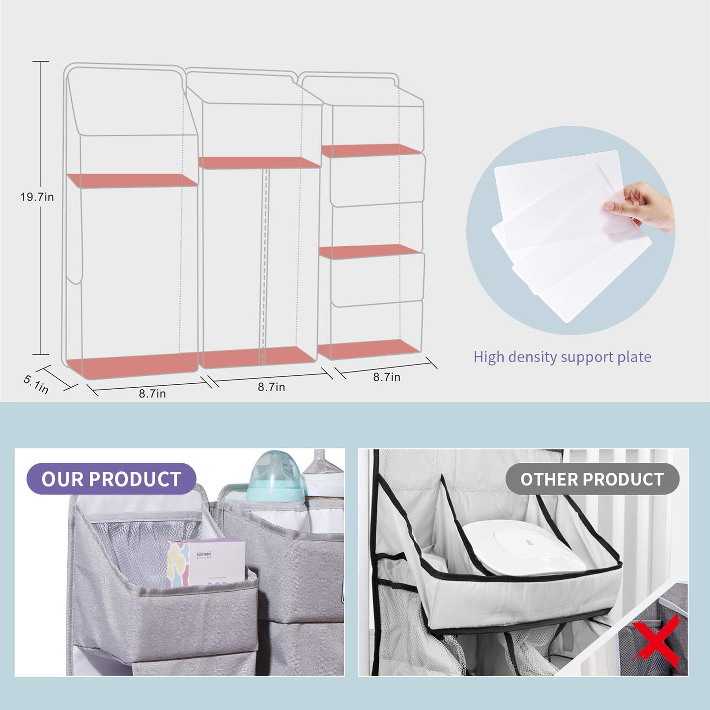 Portable Diaper Caddy Organizer - Adjustable Dividers | Nursery Storage