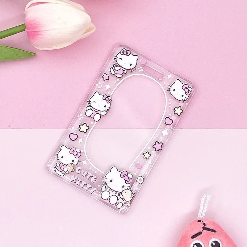 1PCS Sanrio Kuromi My Melody Keychain Cartoon Card Holder Anime Cinnamoroll Pochacco Photo Student Meal Card Holder Lanyard